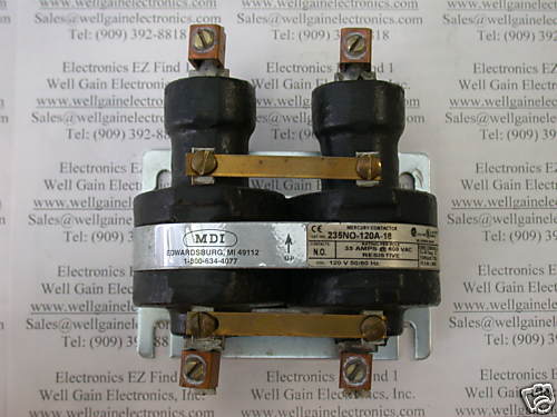 MDI 235NO 120A 18 MERCURY CONTACTOR 120V 2POLE 35A600VA  