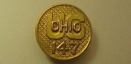 WW1   20s US Army Ohio NG 147 Collar Disk  