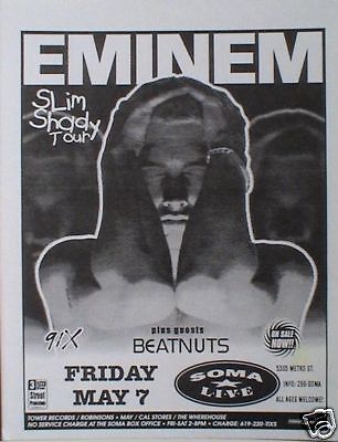   1999 Slim Shady Tour San Diego Concert Poster Rap Hip Hop